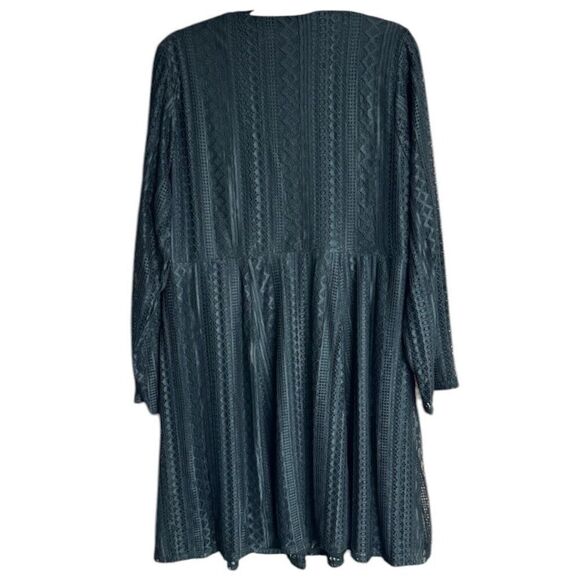 Torrid Black At The Knee Geo Lace V-Neck Skater Dress NWT - Picture 5 of 11